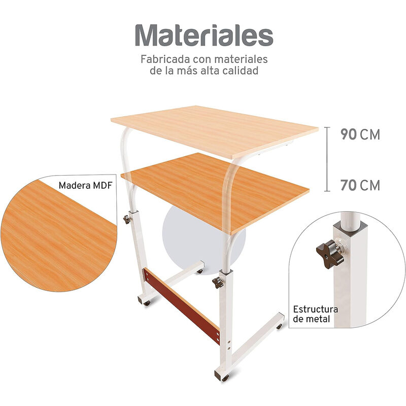 Escritorio M&oacute;vil de Altura Ajustable con Llanta... image number null