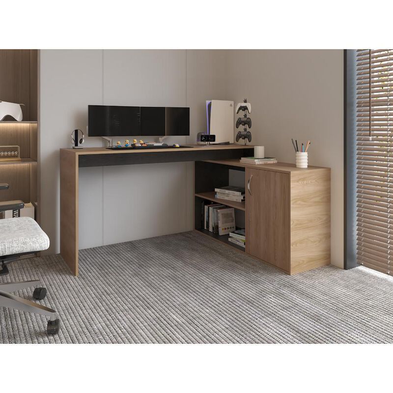 Escritorio En L Axis Fresno Europeo y Wengue Vi... image number null