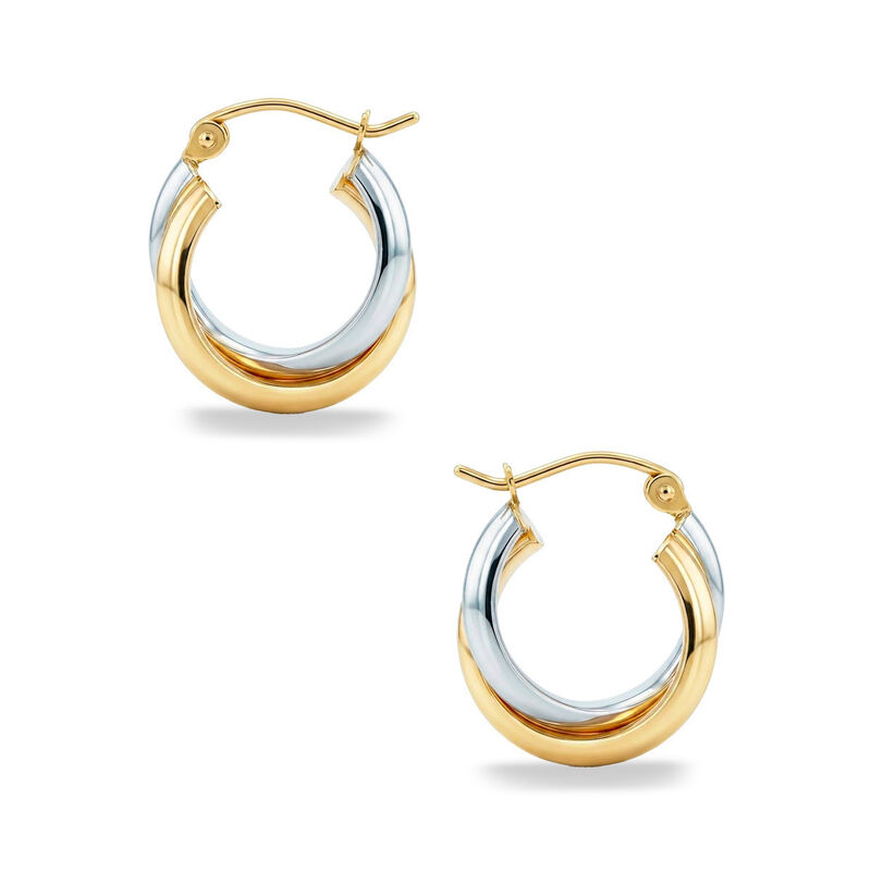 Arracadas De Oro Amarillo Y Blanco 14k (10 Mm A... image number null