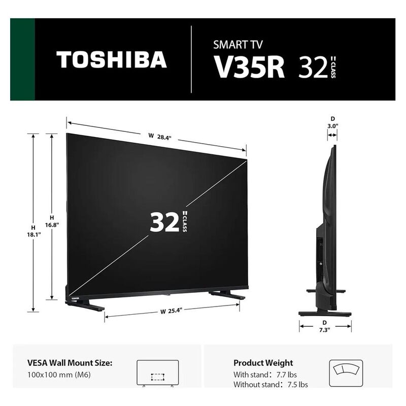 Pantalla Toshiba 32v35ru 32 Pulg Led Fhd Smart ... image number null