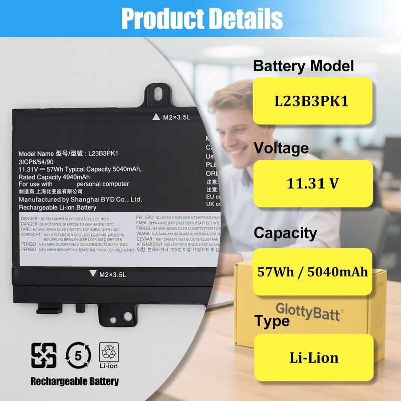 Bater&iacute;a Glottybatt L23b3pk1 57wh Para Lenovo Id... image number null