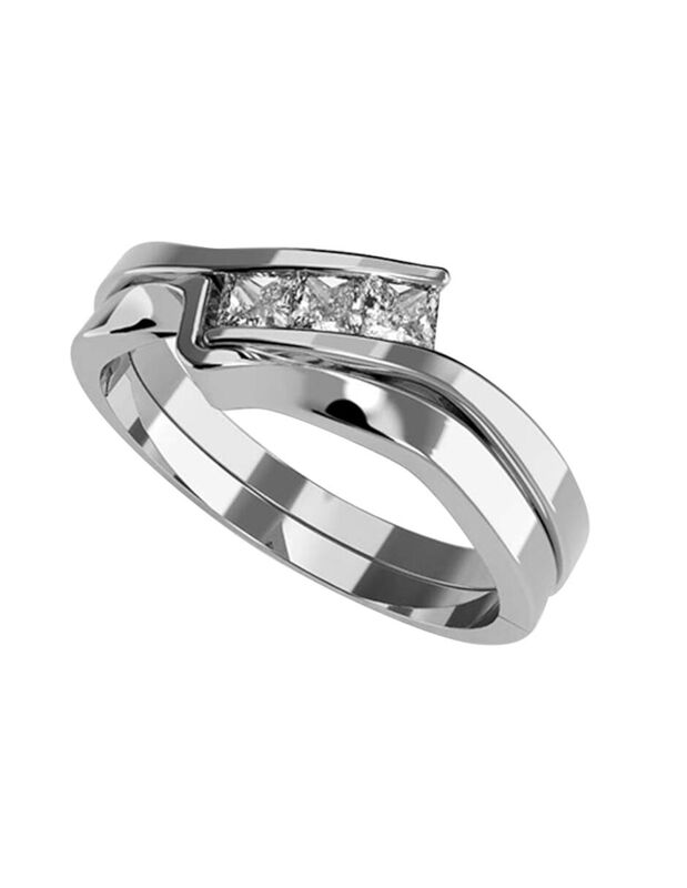 Anillo de Compromiso en Oro Blanco 10K con Circ... image number null