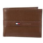 Billetera Tommy Hilfiger De Piel Para Hombre, Pliegue Fino, Color Canela Claro