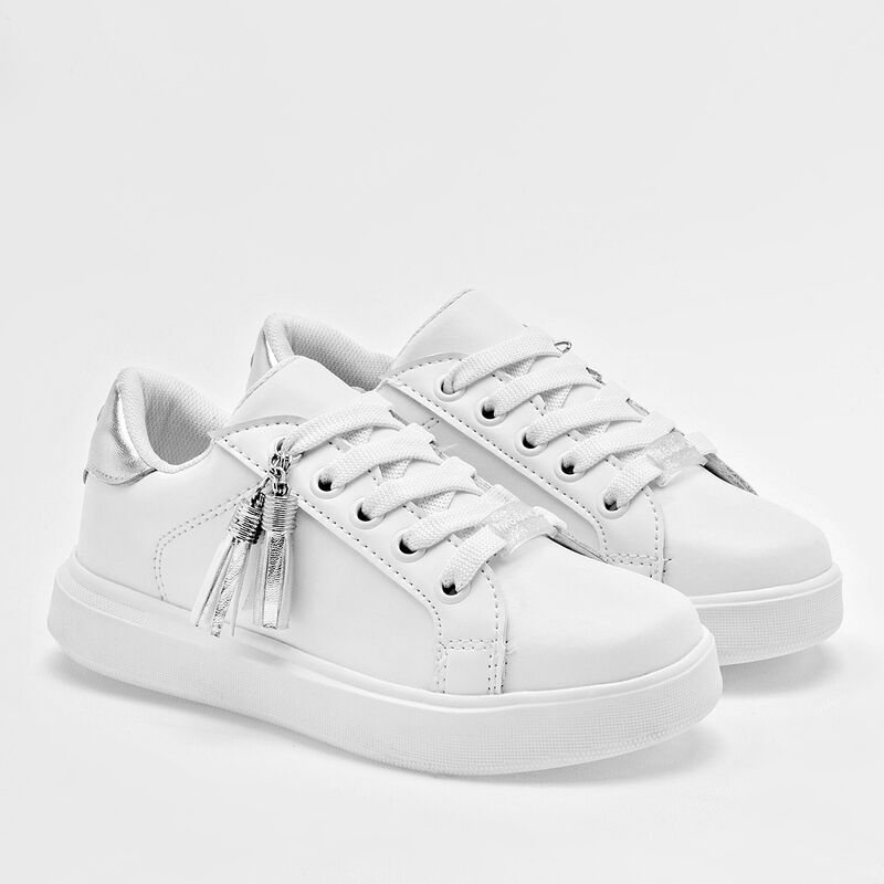 Moramora Tenis Para Ni&ntilde;a Blanco Plata Cod 13257... image number null