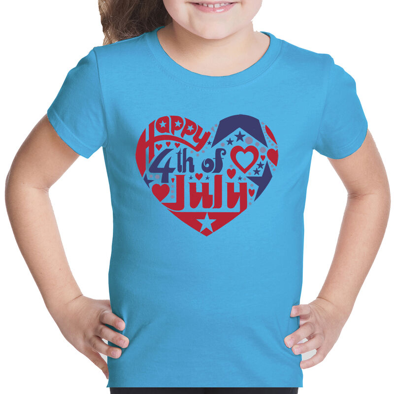 Camiseta Word Art Para Ni&ntilde;a - Coraz&oacute;n 4 de Juli... image number null