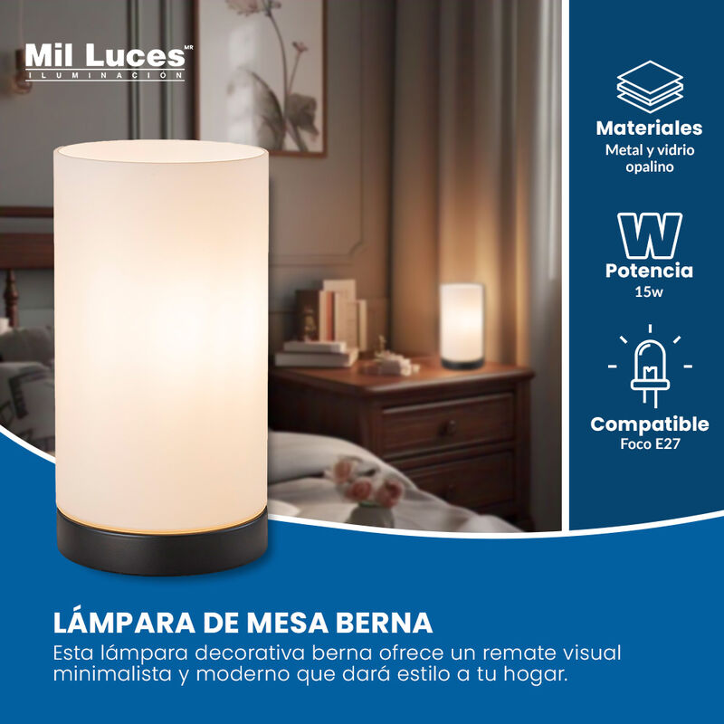 L&aacute;mpara de Mesa MIL LUCES BERNA Negro Mate - Co... image number null