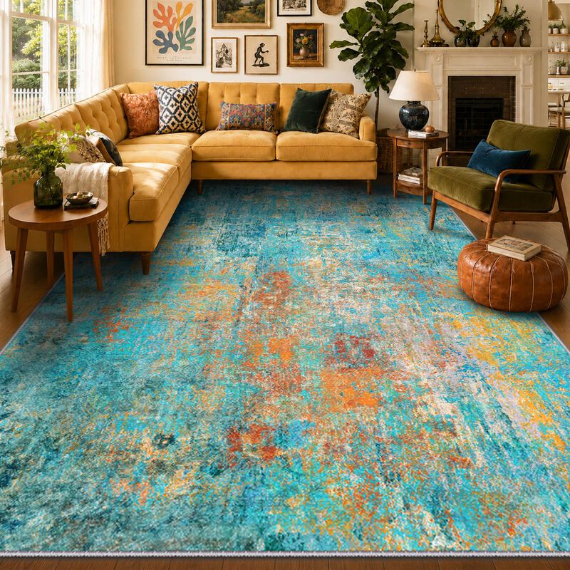 Alfombra Releany 274 cm x 366 cm Abstracta Turq... image number null