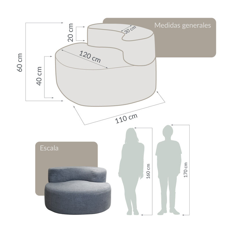 Sill&oacute;n Espuma Alta densidad ASA Light Grey 1 pl... image number null