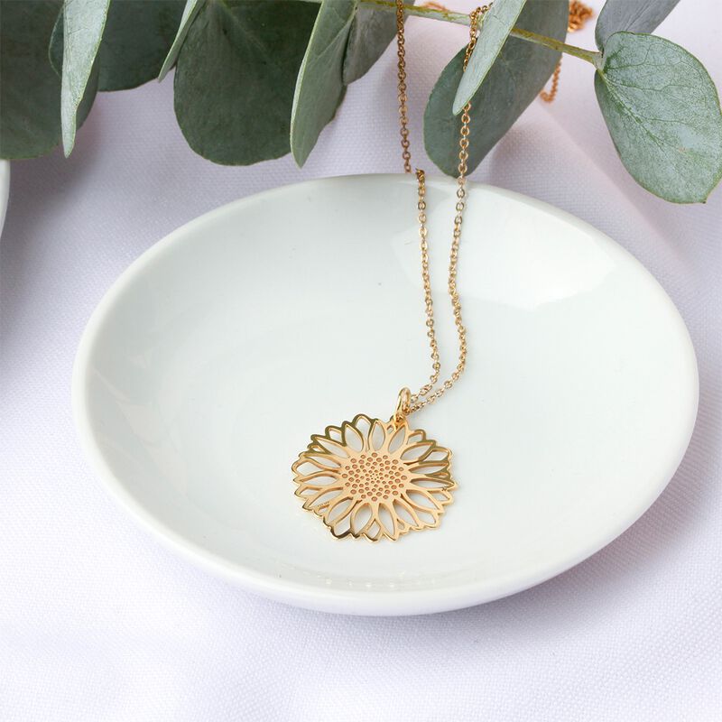 Dije Girasol Mediano De Plata Con Ba&ntilde;o de Oro image number null