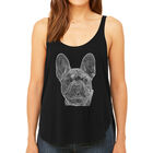 Tank Top Holgado Word Art Para Mujer - Bulldog Franc&eacute;s- Negro