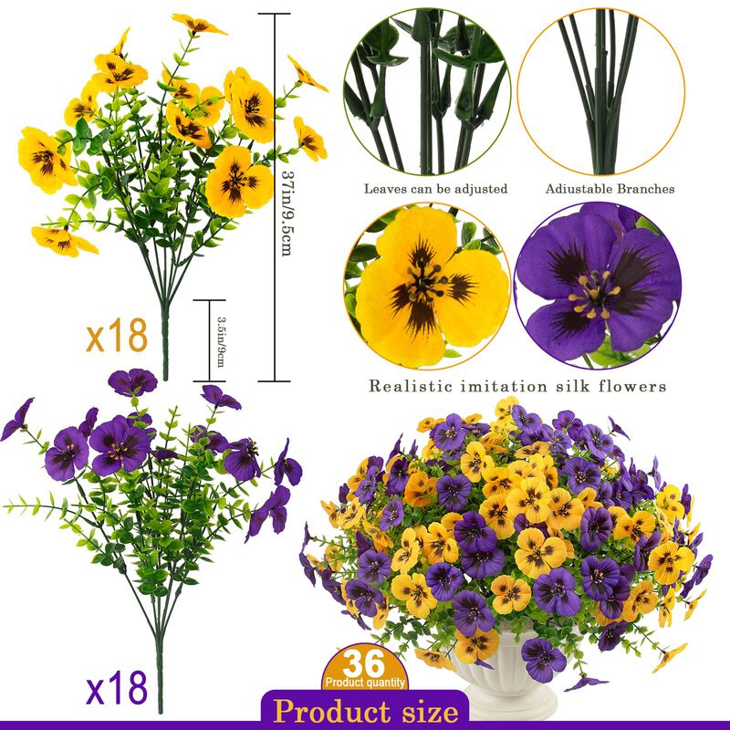 Flores Artificiales Rowfad 36 Piezas Amarillas ... image number null