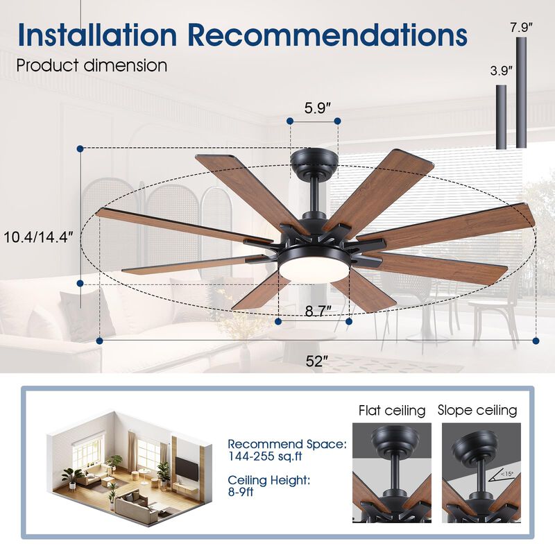 Ventilador De Techo Kviflon 132 Cm Con Luces Y ... image number null