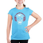 Camiseta Word Art Para Ni&ntilde;a - Calavera Con Notas Musicales - Turquesa