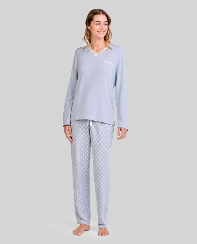 Pijama con Escote en Pico y Detalle de Encaje A... image number null