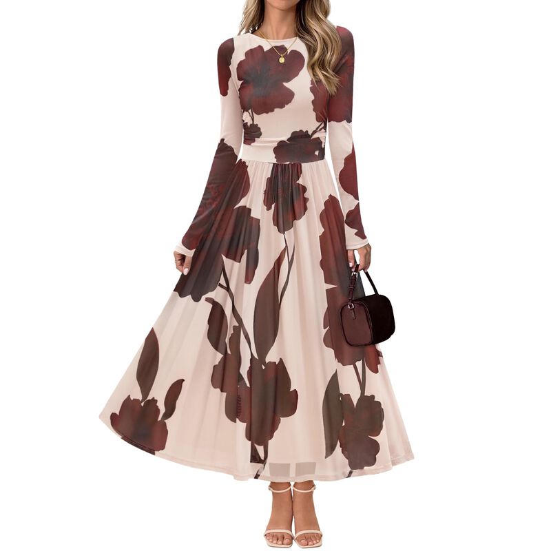 Vestido Merokeety Manga Larga Floral Maxi Talla... image number null