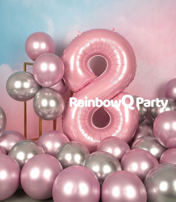 Globo Rainbowq Party N&uacute;mero 8 Rosa Con Degradad... image number null