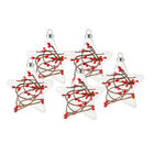 Set De 6 Esferas Navide&ntilde;as Estrella 8 Cm - Transparentes Con Ramas Y Bayas Rojas
