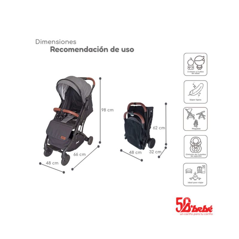 Carriola de Viaje D'Beb&eacute; Easy Go Gris image number null