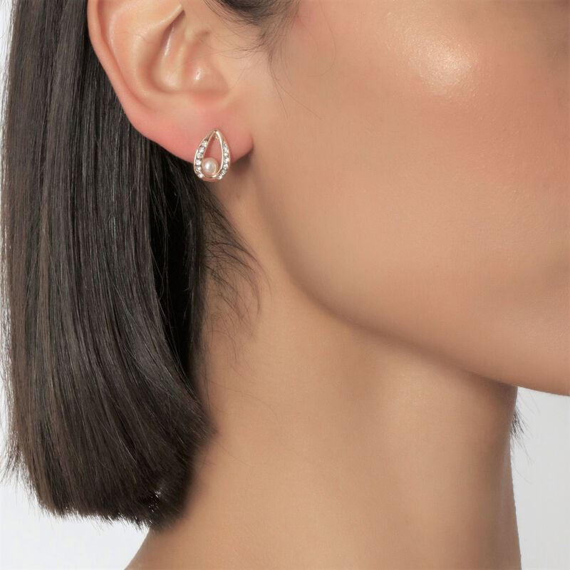 Aretes en Baño de Oro Rosa de 18K  de Gota con ... image number null