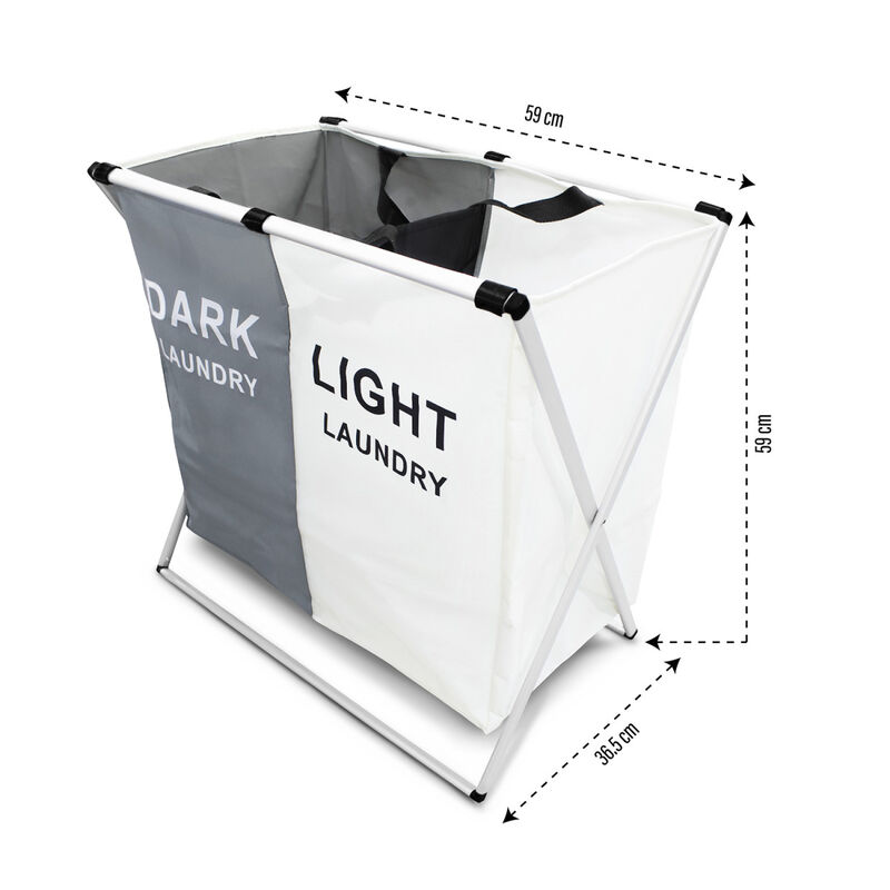 Cesto Para Ropa con 2 Separaciones  Gris /Blanc... image number null
