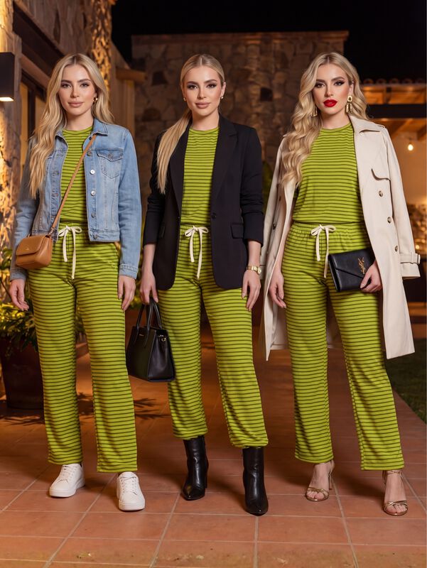 Conjunto Casual Unitalla Conj-0182 Verde Blusa ... image number null