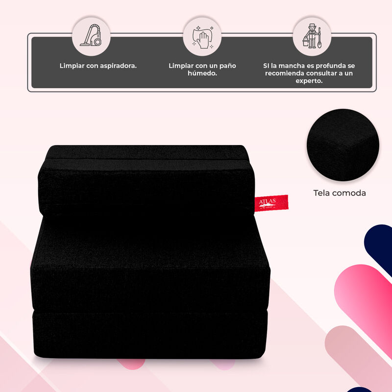 Sillón Plegable Tipo Puff Atlas Basics Negro image number null