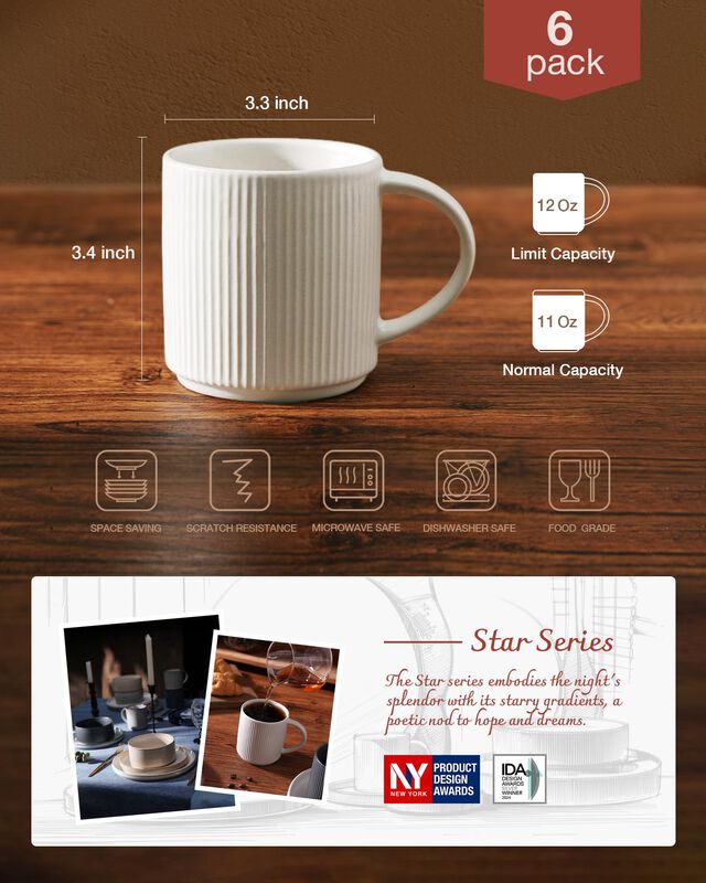 Juego De 6 Tazas De Cer&aacute;mica Famiware 355 ml image number null