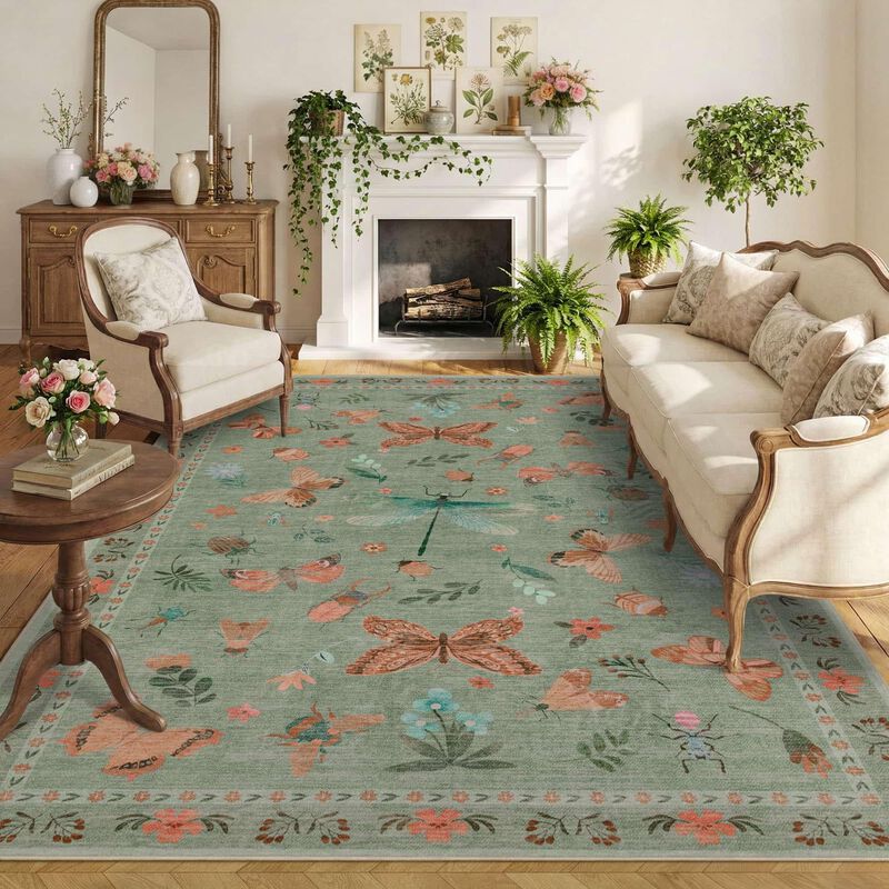 Alfombra Rugxara 244 x 254 cm Verde Boho Con Mo... image number null
