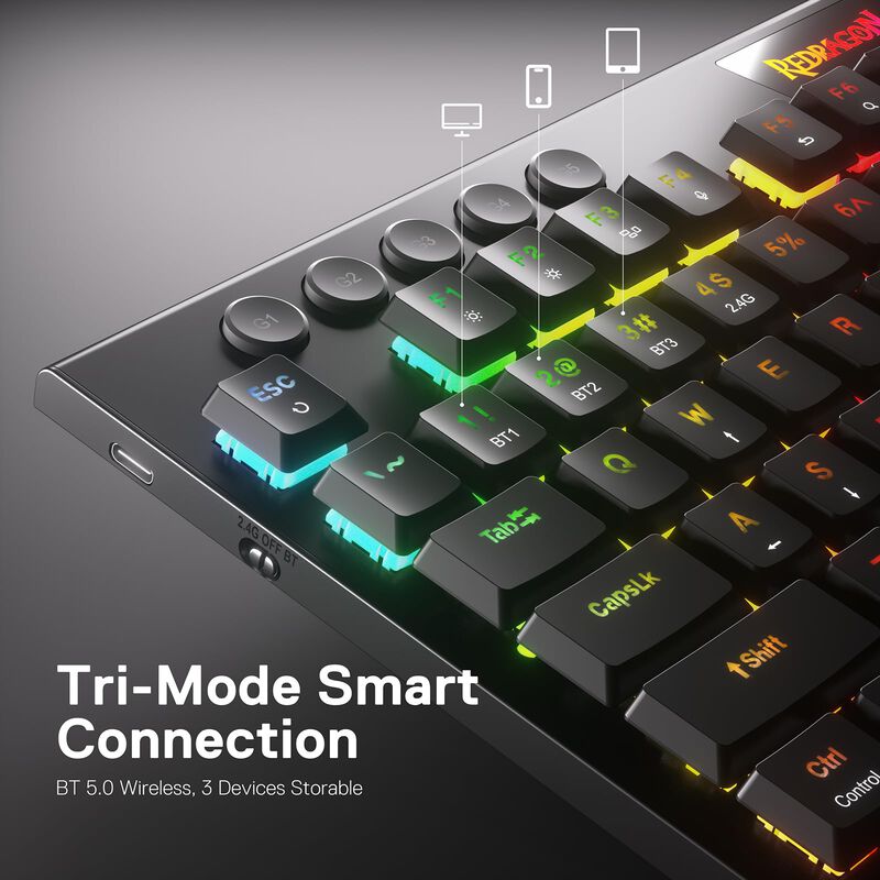 Teclado Redragon K618 Pro Inal&aacute;mbrico Rgb Mec&aacute;n... image number null