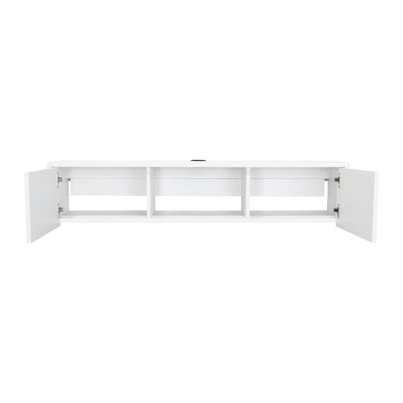 Mesa Para Tv Flotante Gleid  Blanco Virtual Mue... image number null