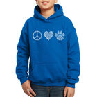 Sudadera Con Capucha Word Art Para Ni&ntilde;o - Paz Amor Gatos - Azul Rey