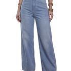 Pantal&oacute;n De Mezclilla Wide Leg, Corte Amplio De Cintura Alta Mezc-1013 Azul Casual Y Moderno Para Mujer