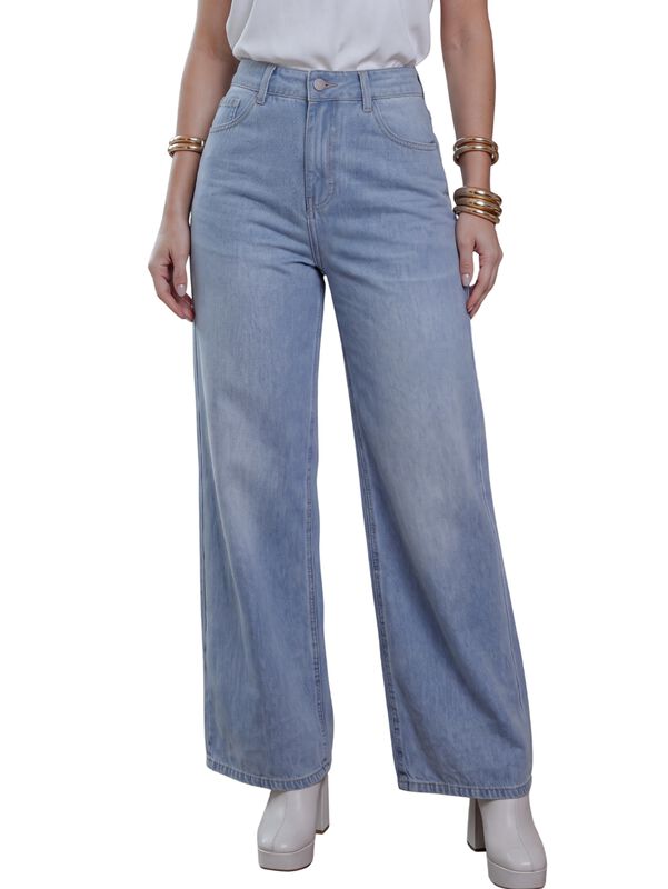 Pantal&oacute;n De Mezclilla Wide Leg, Corte Amplio De... image number null