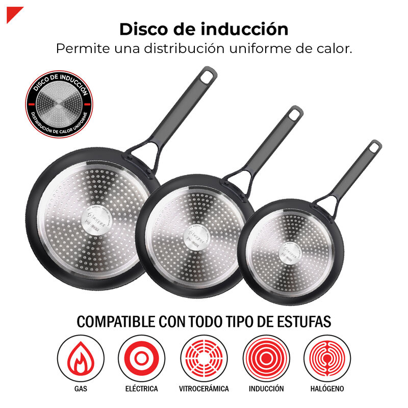 Set 3 Sartenes 20 24 Y 28cm Aluminio Forjado Bo... image number null