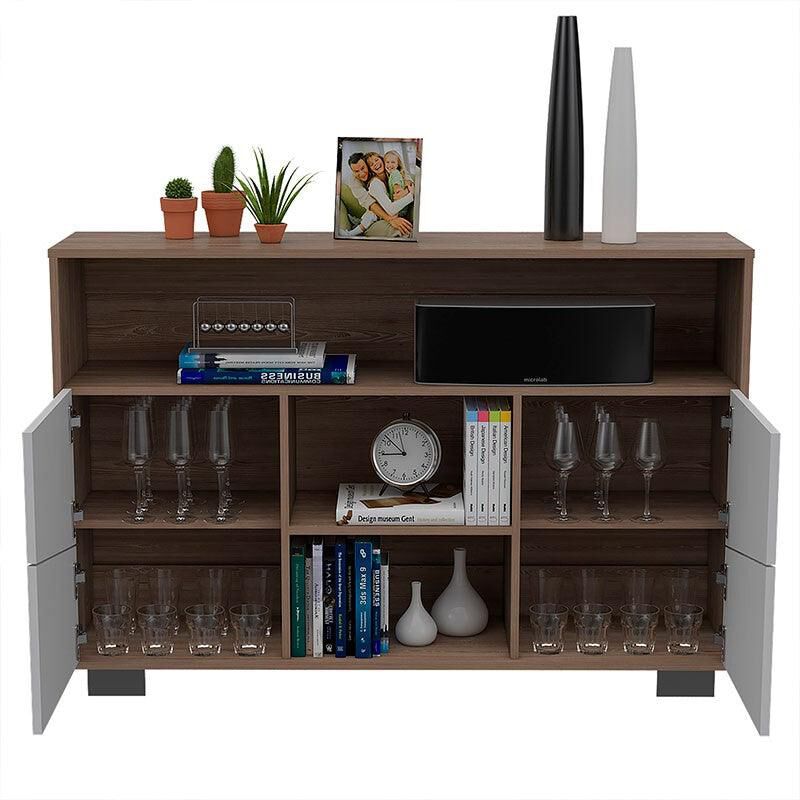 Mesa Auxiliar Orus Miel y Blanco con Cuatro Pue... image number null