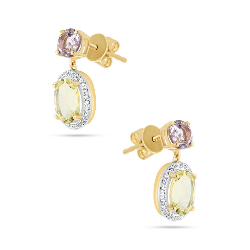 Aretes De Oro Amarillo 10k Con 11pts Diamante A... image number null