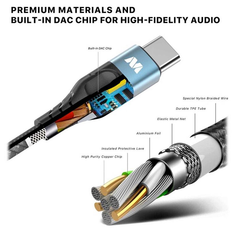 Cable MYBAT adaptador de USB C a Audio Jack 3.5... image number null