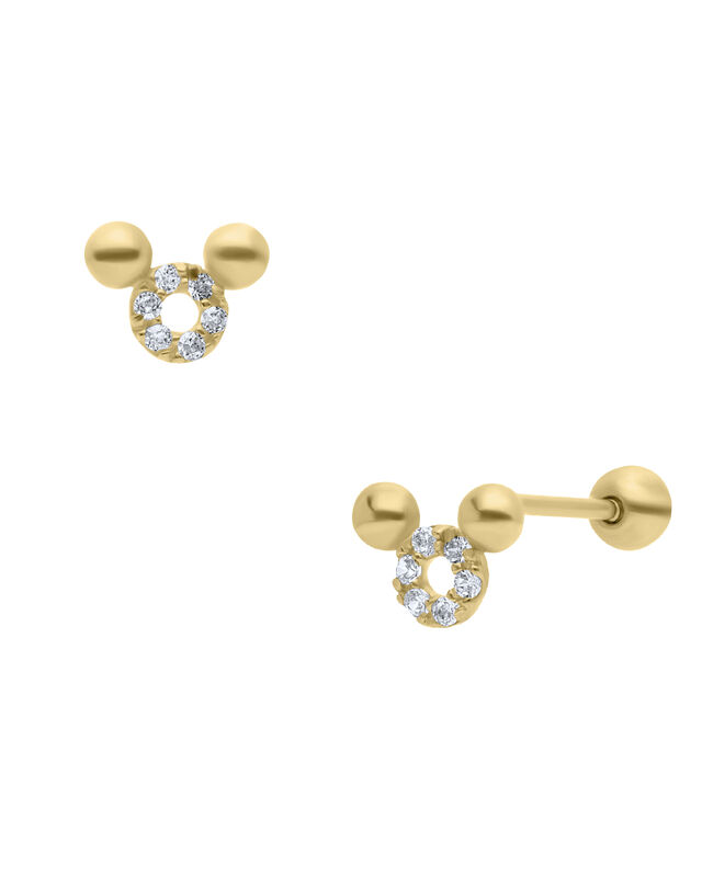 Broqueles De Oro Amarillo 14k Con Zirconias image number null