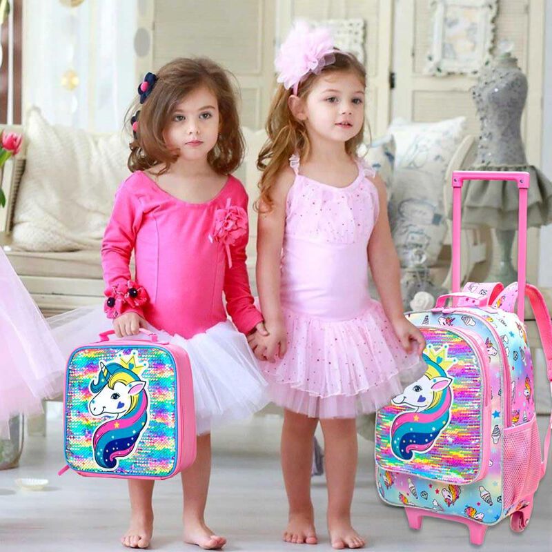 Mochila Con Ruedas Agsdon Unicorn Para Ni&ntilde;as Co... image number null