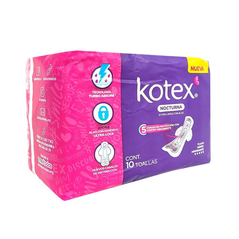 Kotex Nocturna Con Alas Dos Paq Con 10 Toallas ... image number null