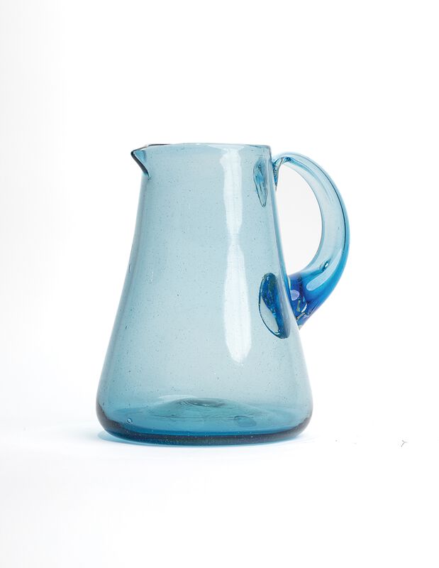 Jarra de Agua de Vidrio Soplado Azul Mediterrán... image number null
