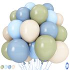Set De 35 Globos De L&aacute;tex Govpy 30 cm Verde Salvia Y Azul