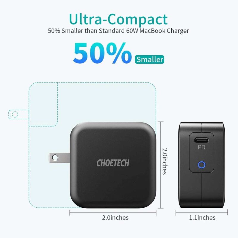 Cargador AC CHOETECH 61W PD Universal USB-C par... image number null
