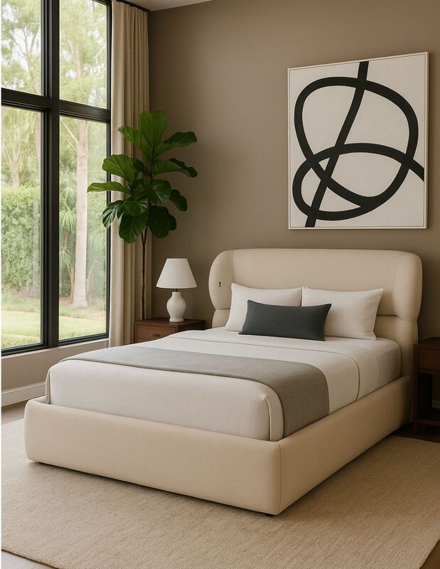 Cama Matrimonial Sahara Beige, Tapizado Berl&iacute;n ... image number null