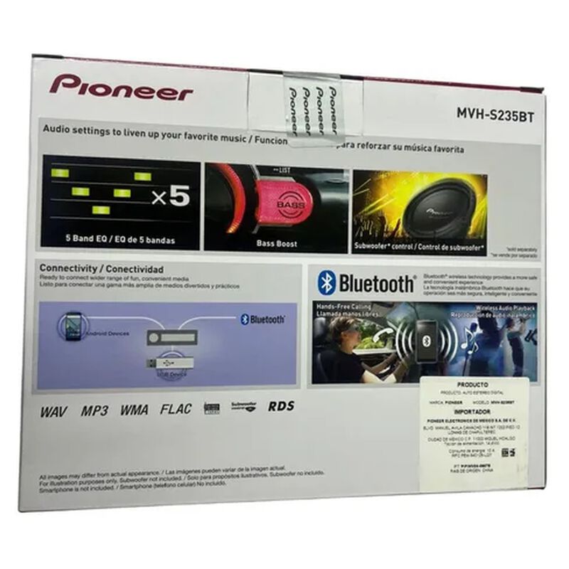 Autoestéreo Pioneer MVH-S235BT 1DIN Bluetooth 5... image number null