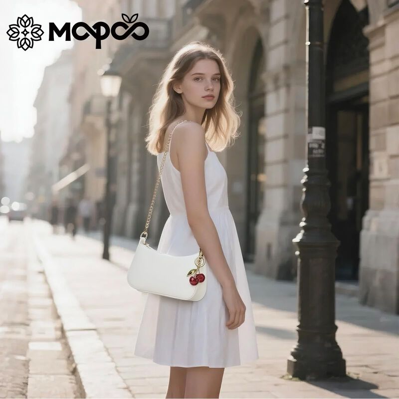 Bolso De Hombro Mopovo Blanco Con Correas Desmo... image number null