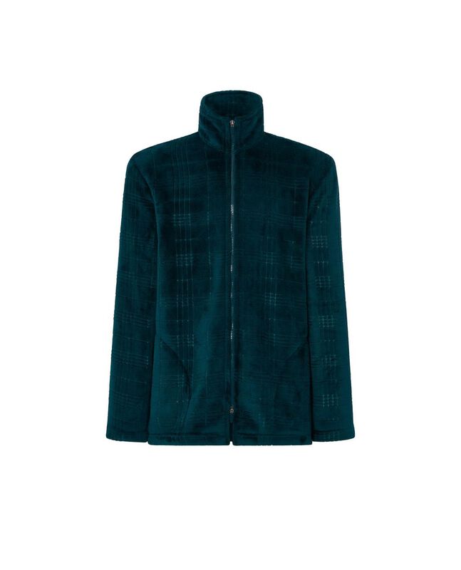 Bata de Hombre con Cremallera en Cuadros Verdes... image number null