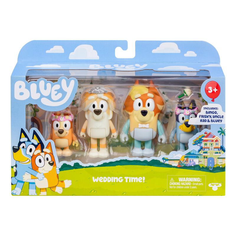 Paquete De 4 Figuras Bluey Wedding Time Con Unc... image number null