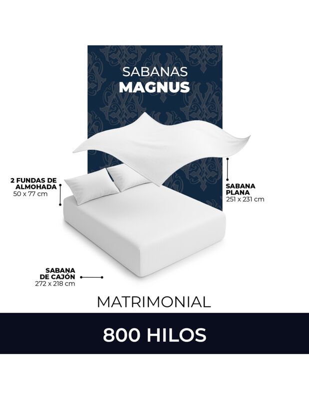 Juego de S&aacute;banas Magnus 800 Hilos Tencel  Matri... image number null