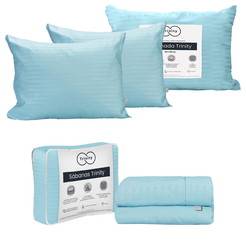 1 juego de S&aacute;banas King Size Trinity Azul Cielo... image number null